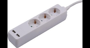 V-TAC VT-1124-5 Adapters & Stopcontacten - 3 Ways - USB-verlengsnoer - IP20 - Wit - 5 m draad