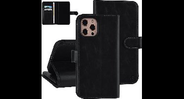UNIQ Accessory iPhone 12 Pro Max Leren Book Case hoesje - Zwart - Pasjeshouder voor 6 pasjes - Magneetsluiting