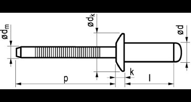 Masterfix blindklinknagel 4,0x8mm RVS (Per 500 stuks)