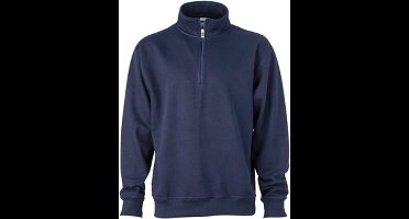 James and Nicholson Uniseks werkkleding Half Ritssweatshirt (Marine)