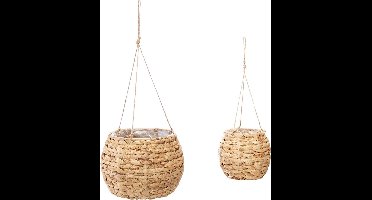 Atmosphera Plantenhanger set - 2x - waterhyacint - klein / groot - hangpot binnen