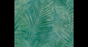 BLAUW/GROEN PALMBLAD BOTANISCH BEHANG - AS Creation AS Neue Bude 2.0 editie 2