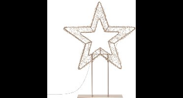 ECD Germany Kerstster LED 50 cm kersteversiering met lichtketting timer lichtgevende ster op voet metalen frame kerstdecoratie vrlichting 300 warnwitte LEDs knipperende voor binnen en buiten, timer 6 uur aan / 18 uur uit