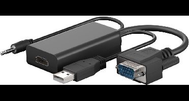 Goobay VGA naar HDMI converter met 3,5 millimeter jack audio, HDMI-bus (type A) + Jackplug 3,5 millimeter-stekker (3-pins, stereo) naar HDMI-bus
