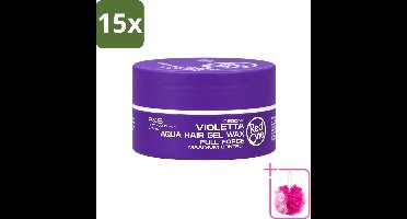 15 x Red One - Haarwax - Violetta - Aqua Hair Gel Wax - Voor Sterke Hold & Glans - 150 ml - Bulkverpakking - Haarwax - Douchemop - Haartypen