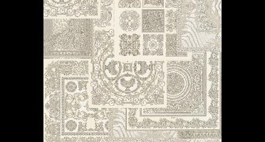 DIERENPRINT MET KLASSIEK BAROK BEHANG - Grijs Wit Zilver - AS Creation Versace 4