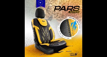 Stoelhoezen Mazda 3 2019 – heden – Pars Series - Geel Zwart - Volledig leer – premium uitstraling (Voorstoelen set 2 voorstoelen)