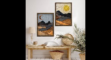Skye Decor, Decoratief ingelijst schilderij (2 stuks), Ets039V2, Grenenhout, Meerkleurig, 50 x 3,5 x 70 cm