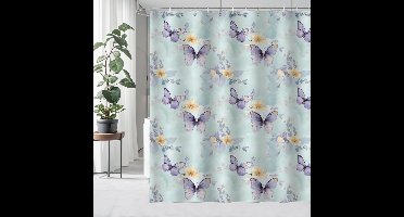 Boraboi® Blauw waterafstotend douchegordijn met 3D-patroon en verzwaarde onderkant