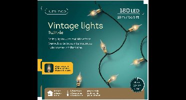 Lumineo Vintage kerstverlichting - 2x - 180 led lampjes - klassiek warm wit - 18 m - 8-functies