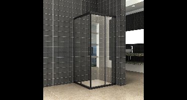 Wiesbaden Skyline hoekinstap 100x100x200cm met 2 schuifdeuren 8mm NANO mat zwart