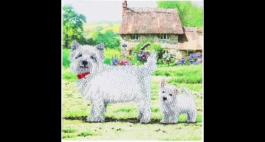 Craft Buddy Crystal Art Kaart West Highland Terriërs 18x18 cm