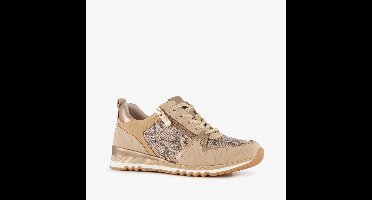 Nova dames sneakers met slangenprint beige goud - Maat 40 - Uitneembare zool