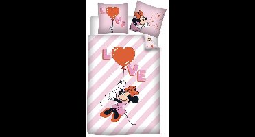 Disney Minnie Mouse Dekbedovertrek Love Balloon - Eenpersoons - 140 x 200 cm - Katoen