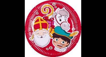 Scoby - Sinterklaas feestbordjes - Papieren servies - Party Plates - 23CM - Rood - 12 Stuks