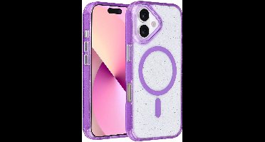 TUNIQ telefoonhoesje voor Apple iPhone 16 - MagSafe met glitter - Paars