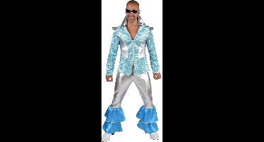 Dancing King Kostuum Lichtblauw/Zilver Premium - Maat S