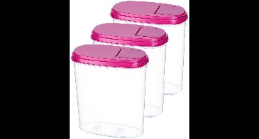 Boraboi® Roze Opbergcontainerset voor Muesli en Meer - 3 Stuks, Luchtdichte Bewaaroplossing