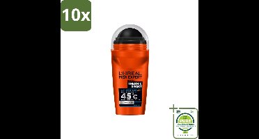 10 x L'Oréal Paris Men Expert Thermic Resist - Deodorant - 50ml - Deodorant Roller - Grootverpakking - Vaatwasstrips - Deodorant Voor Mannen - Thermische Bescherming - Zweetbestendig - Droge Oksels - Frisse Geur