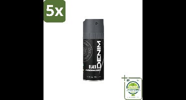 5 x Denim - Deodorant Aerosol - Black Geur - Voor Mannen - 150 ml - Grootverpakking - Vaatwasstrips - Deodorant Spray - Mannelijke Geur - Frisheid - Transpiratie - Geurcontrole