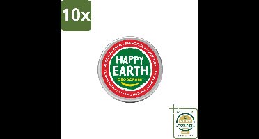 10 x Happy Earth – Deodorant Balm – 100% Natuurlijk Floral Patchouli – 45 g - Wasstrips - 100% Natuurlijke Deodorant - Bloemige Geur - Patchouli - Huidvriendelijk - Anti-geur
