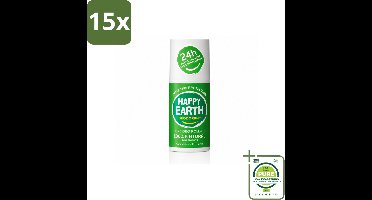15 x Happy Earth – Deodorant Roll-On – 100% Natuurlijk Cucumber Matcha – 75 ml - Grootverpakking - Vaatwasstrips - Deodorant - Fris - Natuurlijk - Huidvriendelijk - Komkommer