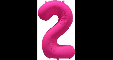 Folieballon cijfer 2 - Neon Roze - 86 cm
