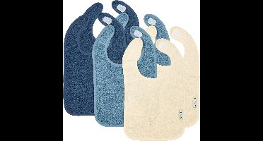 Meyco Badstof Slab Met Klittenband - 6 Stuks - 26 x 31 cm - Natural / Jeans Blue / Indigo