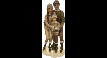 House of Seasons Kerstbeeld Gezin op Schaatsen 25x14 cm – Kerstdecoratie – Decoratief Kerstfiguur