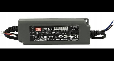 Mean Well PWM-40-24 LED-transformator Constante spanning 40.08 W 0 - 1.67 A 24 V/DC Dimbaar, PFC-schakeling, Overbelast