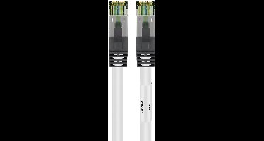 Goobay CAT 8.1 Patchkabel 5 m wit, S/FTP met OFC-koper AWG 24, voor 25/40GBASE-T Ethernet tot 2 GHz, 1:1 getest met meetrapport