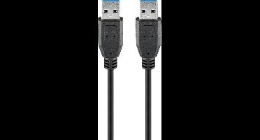 Goobay USB-A-datakabel 1 m zwart met USB 3.0 voor overdracht tot 5 Gbit/s, met USB-A-stekkers aan beide uiteinden en PVC-mantel