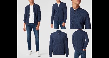 Ralph Lauren sweatvest blauw met doorlopende rits en opstaande kraag voor heren - M