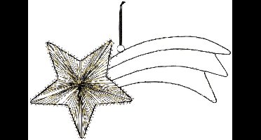 Lichtgevende kerstster om op te hangen, van draad, met 30 LED's, lengte 45 cm, op batterijen