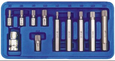 Vorel - Spline Bit Set - M5-M12 - 11-delig - Staal Chrome-Vanadium