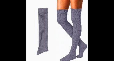 green-goose Cashmere Kniekousen - Hoge Kwaliteit Warme Thermossokken - Grijs - Elegante Kasjmier Sokken Dames - Maat 39-42