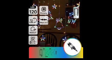 LED lichtsnoer ijspegel meerkleurig 6x0,6 meter (3+3x0,6m) - 12 LED slingers - sproeidicht IP44 - koppelbaar (max. 5) - 230V AC - 24V - met afstandsbediening
