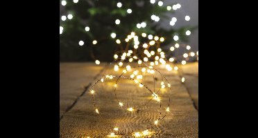 Guirlande lumineuse d'intérieur 5 m 100 LED blanc chaud fixe fil cuivre à piles