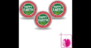 3 x Happy Earth – Deodorant Balm – 100% Natuurlijk Floral Patchouli – 45 g - Bulkverpakking - Deodorant balm - Douchemop - Natuurlijke deodorant
