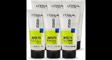 6 x L'Oréal Paris - Gel - Studio Line - Invisi Fix 24H Clear & Clean Gel - Strong - 150 ml - Voordeelverpakking - 6 stuks