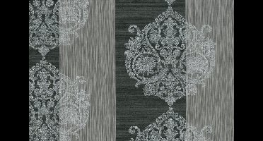 Dutch Wallcoverings vliesbehang ornament/streep -antraciet