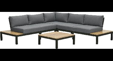 Garden Impressions Antoinette lounge set 4-delig - teak look - carbon black/ mystic grey