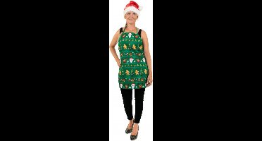Schort Kerst groen - keuken schort fun festival thema feest kerst kerstmis diner eten