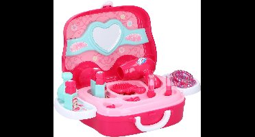 Eddy Toys Beautycase - prinsessen - 25 cm - roze - 19-delig