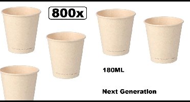 800x Koffiebeker van suikerriet 180ml next generation - koffie beker thee koude en warme dranken 100% afbreekbaar next generation