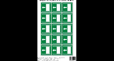 Pictogram sticker E034 Deur naar links schuiven om te openen - 50x50mm 15 stickers op 1 vel