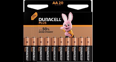 Duracell Plus alkaline AA-batterijen, verpakking van 20