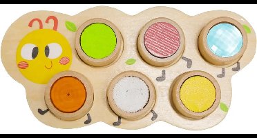 Vedes houten sensorisch speelgoed rups met voelmaterialen voor kinderen.