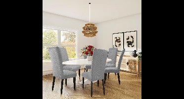 Stoelhoezen - Stof - 6 Stuks - 50D x 50B x 60H centimeter - Elegant - Stretch fit - Verwijderbare - Machinewas - Kleur : Zilvergrijs