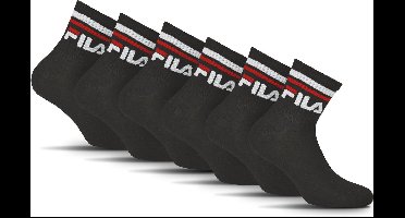 FILA - Urban Quartersokken / Enkelsokken | 6-Pack | Quarter Socks | Maat 43/46 - Zwart